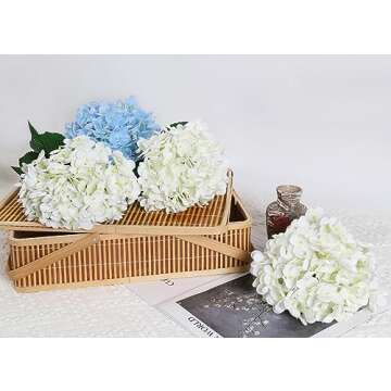 Stunning ICBOX 4PCS Real Touch White Hydrangea Artificial Flowers - 21 Inch Faux Decor for Weddings ...
