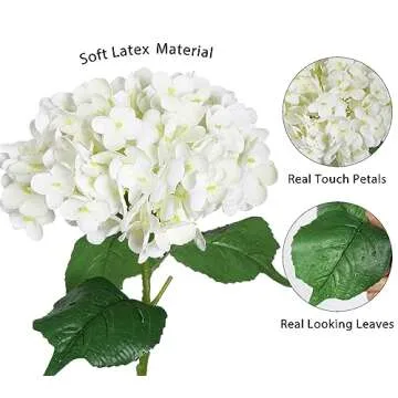 Real Touch White Hydrangea Artificial Flowers for Home