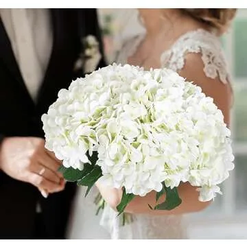 Real Touch White Hydrangea Artificial Flowers for Home