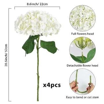 Real Touch White Hydrangea Artificial Flowers for Home