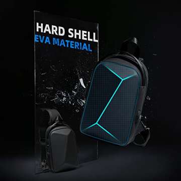 FENRUIEN Anti-Theft Crossbody Sling Backpack Bag for Men&Women Hard Shell with USB, Shoulder Pack Lock Waterproof 10.2 inch Single Strap for Travel Hiking