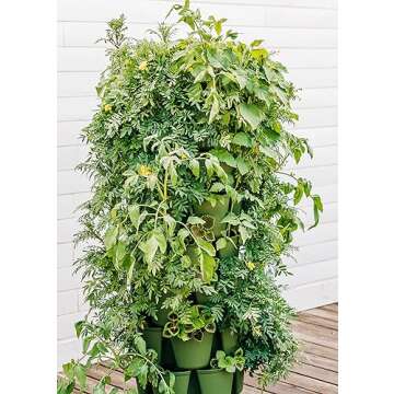 Greenstalk 7 Tier Leaf Vertical Planter for Growing a Variety of Strawberries, Vegetables, Herbs, & Flowers (Evergreen)