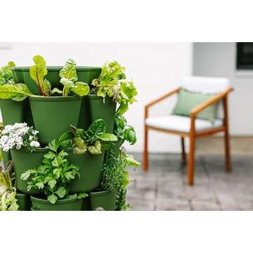 Greenstalk 7 Tier Leaf Vertical Planter for Growing a Variety of Strawberries, Vegetables, Herbs, & Flowers (Evergreen)