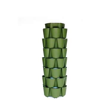 Greenstalk 7 Tier Leaf Vertical Planter for Growing a Variety of Strawberries, Vegetables, Herbs, & Flowers (Evergreen)