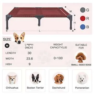suddus Elevated Dog Beds Waterproof Outdoor, Portable Raised Dog Bed, Dog Bed Off The Floor, Dog Bed Easy Clean Indoor or Outdoor Use, Multiple Sizes