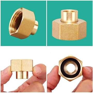 Minimprover 2PCS Brass Hex Swivel 1/4" NPT to 3/4 inch Female GHT Garden Hose Thread Connector Adapter,Garden Hose Pipe Fitting For Fuel/AIR/Water/Oil/Gas WOG