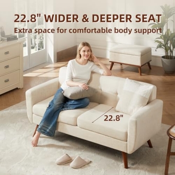 Tbfit 65" Loveseat Sofa - Stylish Mid Century Modern Comfort