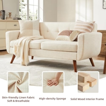 Tbfit 65" Loveseat Sofa - Stylish Mid Century Modern Comfort