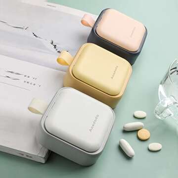 Small Pill Case, Cute Pill Box - Acedada Travel Daily Pill Organizer, Portable Pretty Pill Container...