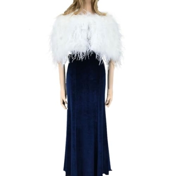White Ostrich Fur Shawl for Brides Petite Luxury Party Wear