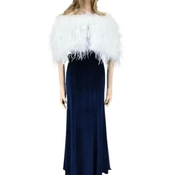 White Ostrich Fur Shawl for Brides Petite Luxury Party Wear