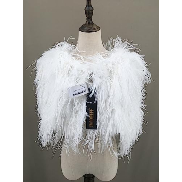 White Ostrich Fur Shawl for Brides Petite Luxury Party Wear