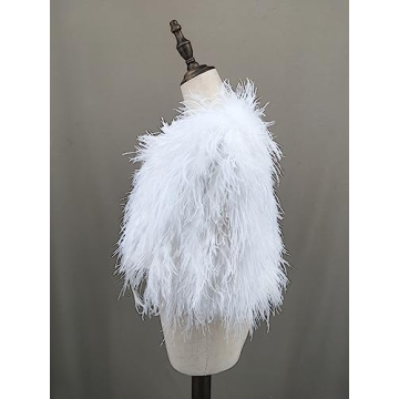 White Ostrich Fur Shawl for Brides Petite Luxury Party Wear