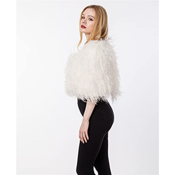 White Ostrich Fur Shawl for Brides Petite Luxury Party Wear