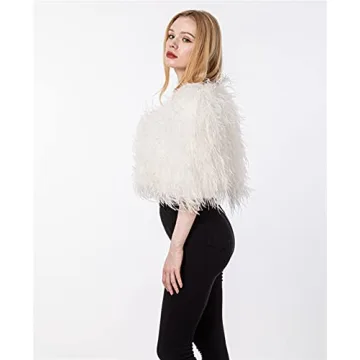 White Ostrich Fur Shawl for Brides Petite Luxury Party Wear