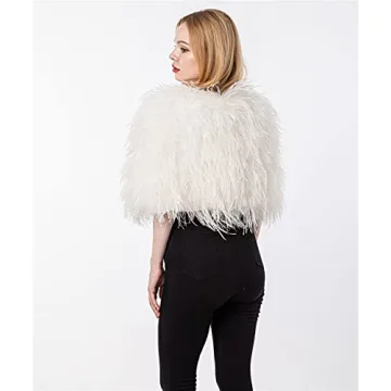 White Ostrich Fur Shawl for Brides Petite Luxury Party Wear