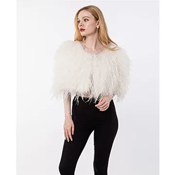 White Ostrich Fur Shawl for Brides Petite Luxury Party Wear