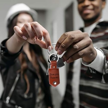 OTXIXTO Personalized Leather Keychain Gifts for Men/Boyfriend/Dad/Husband, Custom Picture/Photo/Date/Name/Calendar/Text Leather Keychain Father's Day (B1: Brown)