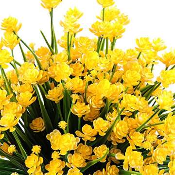 6Pack Artificial Flower Fake Yellow Daffodils Greenery Shrubs Plants Plastic Bushes Indoor Outside Decor
