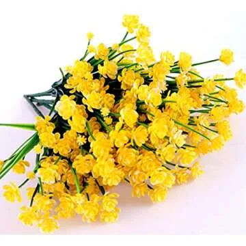 6Pack Artificial Flower Fake Yellow Daffodils Greenery Shrubs Plants Plastic Bushes Indoor Outside Decor