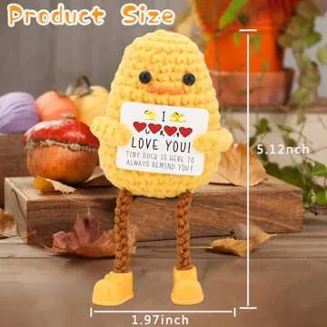 BILOLLY Anniversary Valentines Day Gifts for Her Him Boyfriend Girlfriend Wife Husband Couple Birthday Christmas for Women Men, Handmade Crochet Knitted Cute Duck