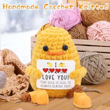 BILOLLY Anniversary Valentines Day Gifts for Her Him Boyfriend Girlfriend Wife Husband Couple Birthday Christmas for Women Men, Handmade Crochet Knitted Cute Duck