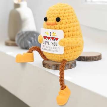 BILOLLY Anniversary Valentines Day Gifts for Her Him Boyfriend Girlfriend Wife Husband Couple Birthday Christmas for Women Men, Handmade Crochet Knitted Cute Duck