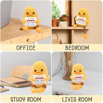 BILOLLY Anniversary Valentines Day Gifts for Her Him Boyfriend Girlfriend Wife Husband Couple Birthday Christmas for Women Men, Handmade Crochet Knitted Cute Duck