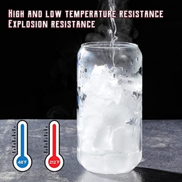 NETANY 16oz Drinking Glasses with Glass Straw 4pcs Set