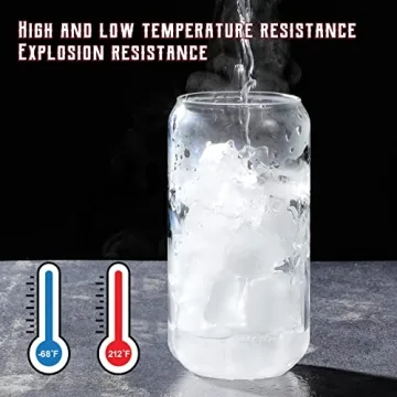 NETANY 16oz Drinking Glasses with Glass Straw 4pcs Set