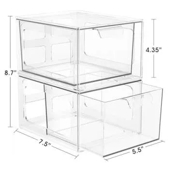 StorMiracle 2 Pack Clear Makeup Organizer and Acrylic Organizers，Plastic Storage Bins with Handles...