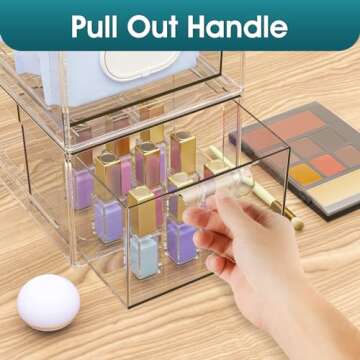 StorMiracle 2 Pack Clear Makeup Organizer and Acrylic Organizers，Plastic Storage Bins with Handles for Vanity, Kitchen Cabinets, Pantry Organization and Storage