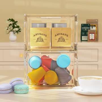 StorMiracle 2 Pack Clear Makeup Organizer and Acrylic Organizers，Plastic Storage Bins with Handles for Vanity, Kitchen Cabinets, Pantry Organization and Storage