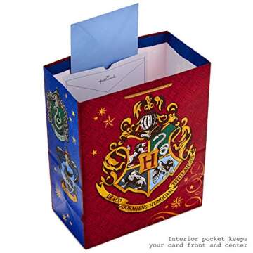 "Hallmark 13"" Large Gift Bag with Tissue Paper (Harry Potter, Hogwarts Crest) for Birthdays, Graduations, Parties and More", red, blue, hogwart's crest (5WDB6002)