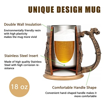 WOKHACH Viking Mug for Beer and Coffee 18oz Gift for Men