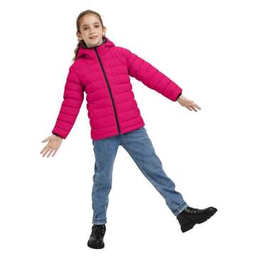 wantdo Girl's Insulated Puffer Jacket Windproof Winter Coat Lightweight Puffer Coat with Hood Red 8