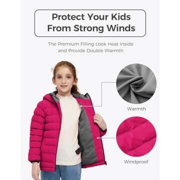 wantdo Girl's Insulated Puffer Jacket Windproof Winter Coat Lightweight Puffer Coat with Hood Red 8
