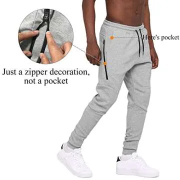 A WATERWANG Men's Joggers Sweatpants, Tapered Slim Running Pants with Pockets for Workout Athletic G...