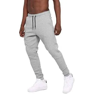 A WATERWANG Men's Joggers Sweatpants, Tapered Slim Running Pants with Pockets for Workout Athletic Gym Training LightGray