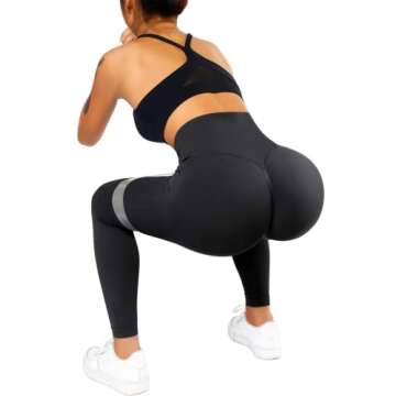 RXRXCOCO Womens Seamless Butt Lifting Leggings High Waisted Yoga Pants Tummy Control Workout Leggings Compression Tights Black Small