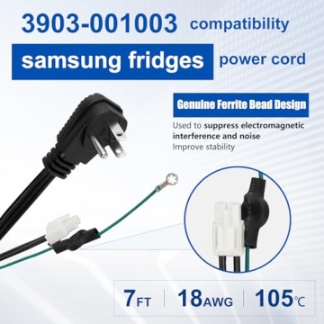 Samsung Refrigerator Power Cord Replacement - 1 Year Warranty