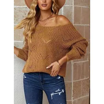 Dokotoo Women's Chunky Hollow Knit Sweater for Fall