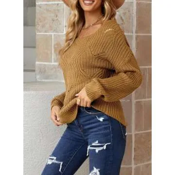 Dokotoo Women's Chunky Hollow Knit Sweater for Fall