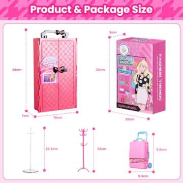 UCanaan Girl Doll and Closet Set with Doll Clothes and Accessories Items Including Fashion Dolls, Dressand Many Other Accessories (Refer Picture Shows)，Best Gitfs for Girls Christmas Birthday