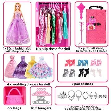 UCanaan Girl Doll and Closet Set with Doll Clothes and Accessories Items Including Fashion Dolls, Dressand Many Other Accessories (Refer Picture Shows)，Best Gitfs for Girls Christmas Birthday