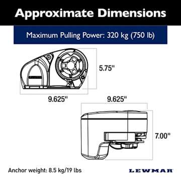 Lewmar Pro Fish 700 Fishing Windlass for 1/4" G4 Chain, Auto Free-Fall System, Maximum Pull 700 lbs....