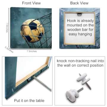 4PC Sports Canvas Wall Art - Framed Boys Room Decor - Football, Baseball, Basketball & Soccer