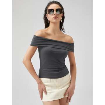 Micoson Womens Going Out Tops Off The Shoulder Shirts Sleeveless Crop Tank Tops Basic Fitted Cute Y2...
