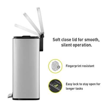 EKO Madison 50L Step Trash Can Stylish Durable Design