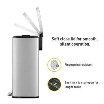 EKO Madison 50L Step Trash Can Stylish Durable Design